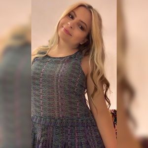 American Eagle Fun Purple & Green Dressy Top